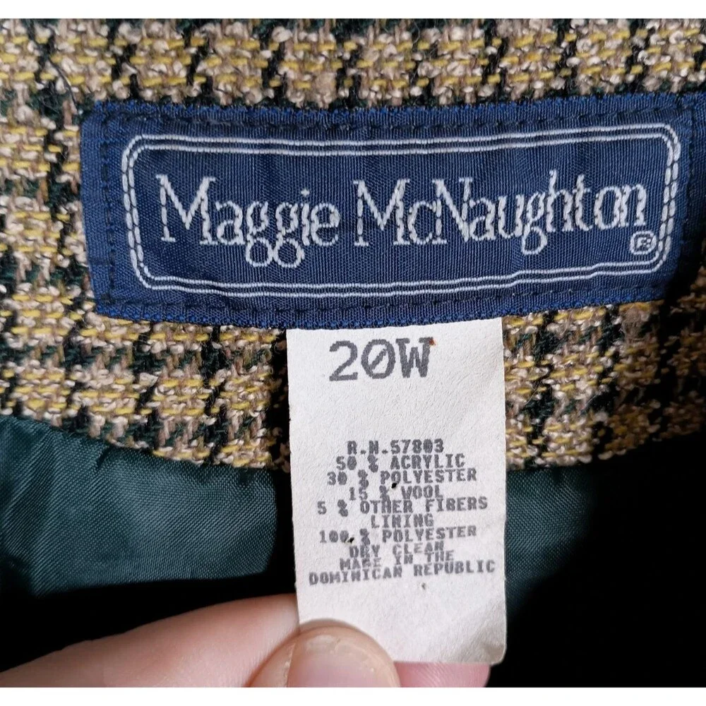 Vintage Maggie McNaughton Plaid Tweed Skirt Blazer Suit Womens Plus Size 20W